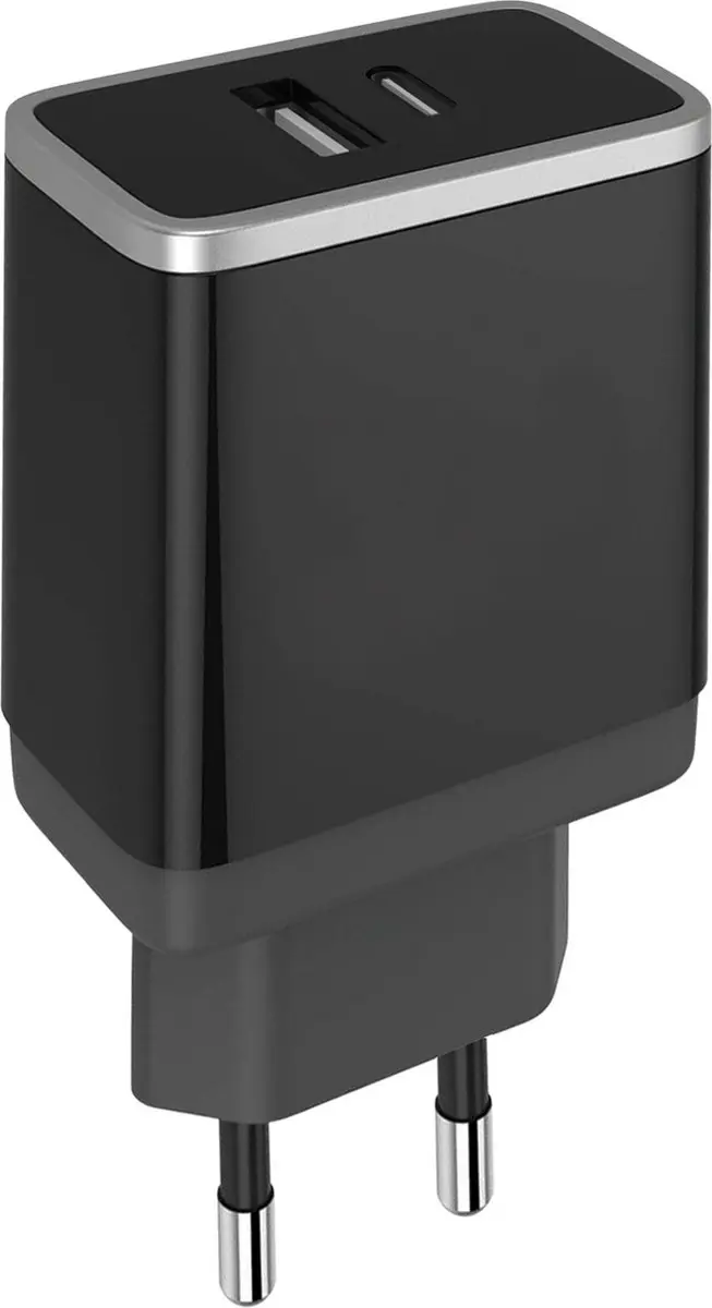 Mobiparts MP-111674 Oplader Dual USB/USB-C 12W - 1m - Zwart
