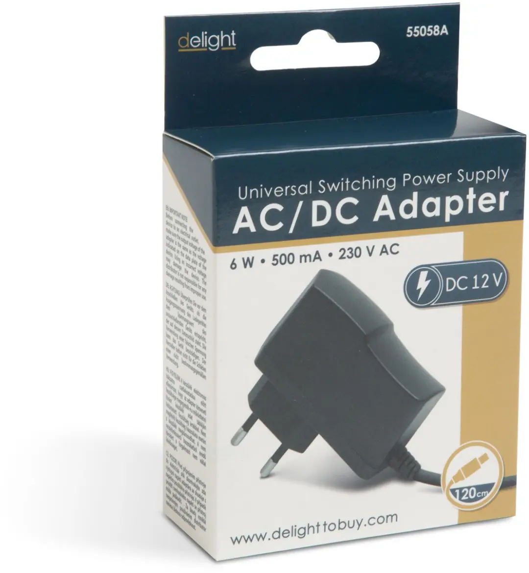 Delight Universele Adapter 55058A 6W - 5,5x2,1mm DC - Zwart