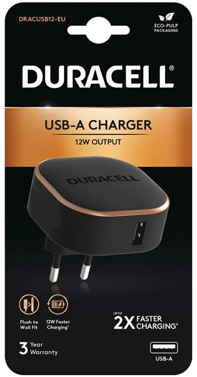 Duracell DRACUSB12-EU USB-A Adapter 12W - Zwart