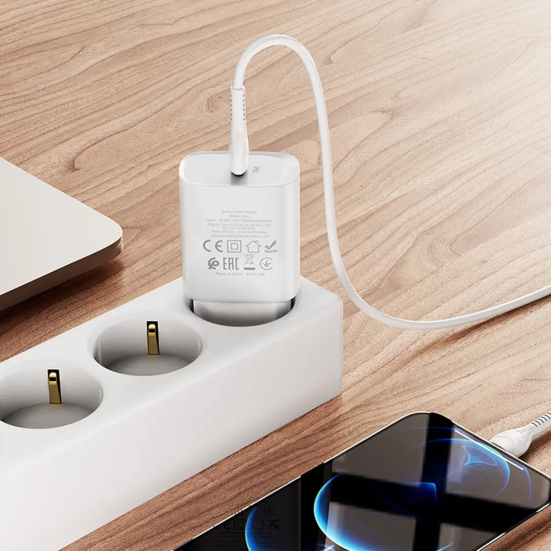 Hoco N27 20W Snellader - Wit - USB-C PD/QC