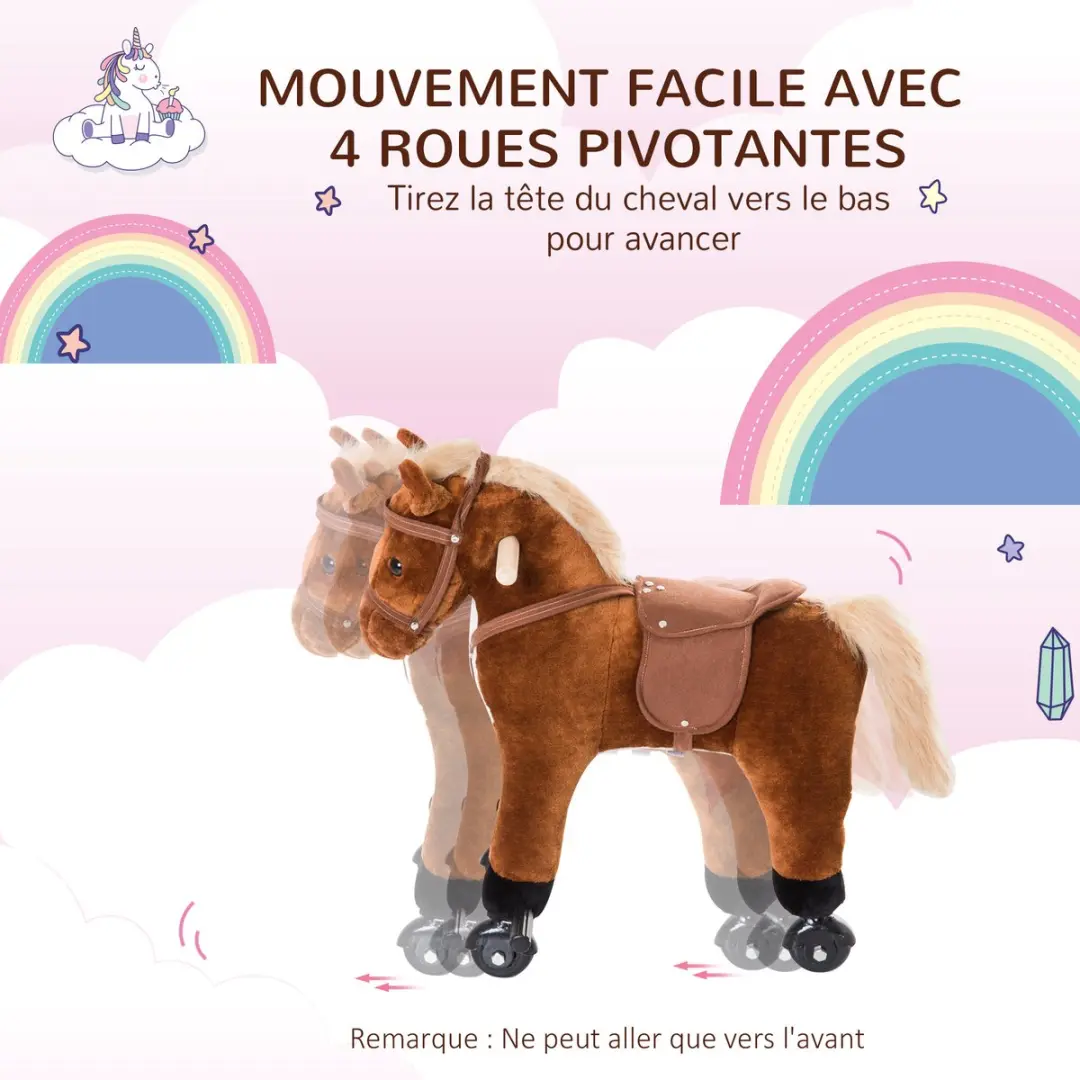 Homcom Kinderschommelpaard - 55x23x60cm - Bruin