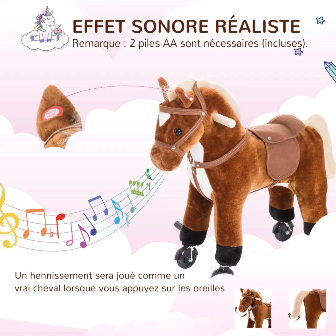 Homcom Kinderschommelpaard - 55x23x60cm - Bruin