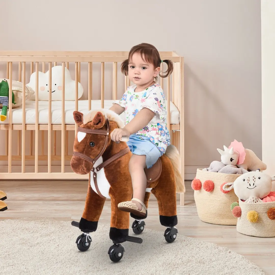 Homcom Kinderschommelpaard - 55x23x60cm - Bruin