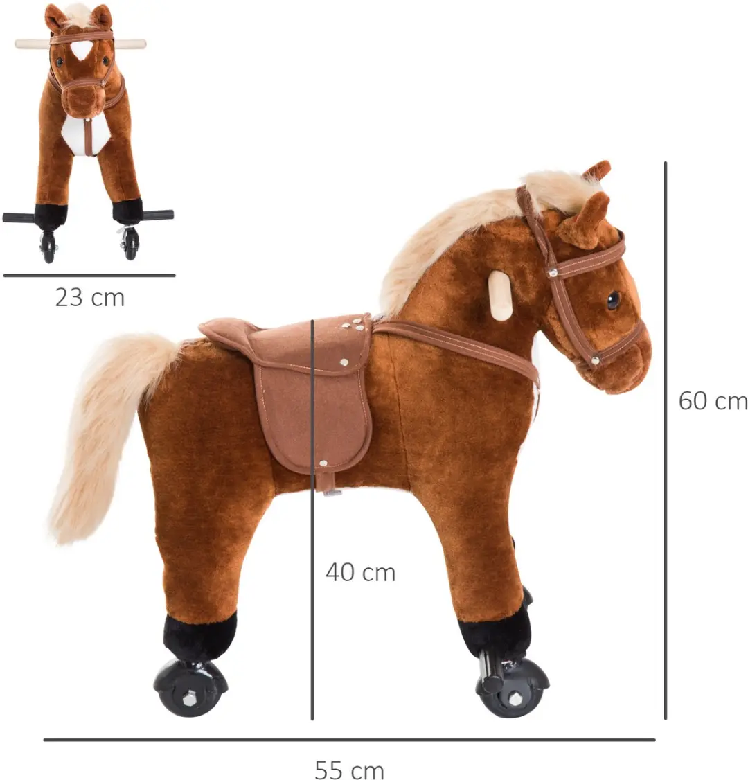 Homcom Kinderschommelpaard - 55x23x60cm - Bruin