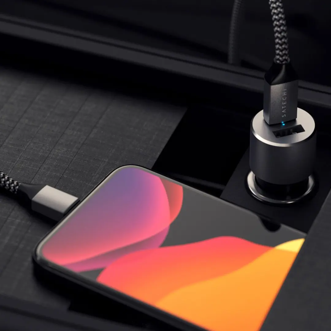 Satechi 2-poorts Autolader 72W - USB-C PD 60W & USB-A 12W - Grijs