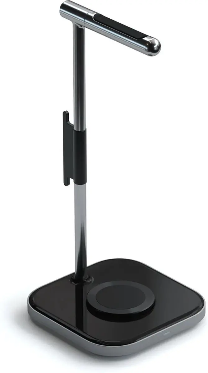 Satechi ST-UCHSMCM Hoofdtelefoonstandaard & Draadloze Oplader - 20W - Grijs
