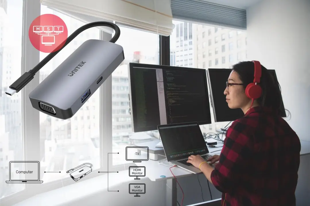 UNITEK P5 Trio USB 3.2 Gen 1 Type-C Kabel - Grijs