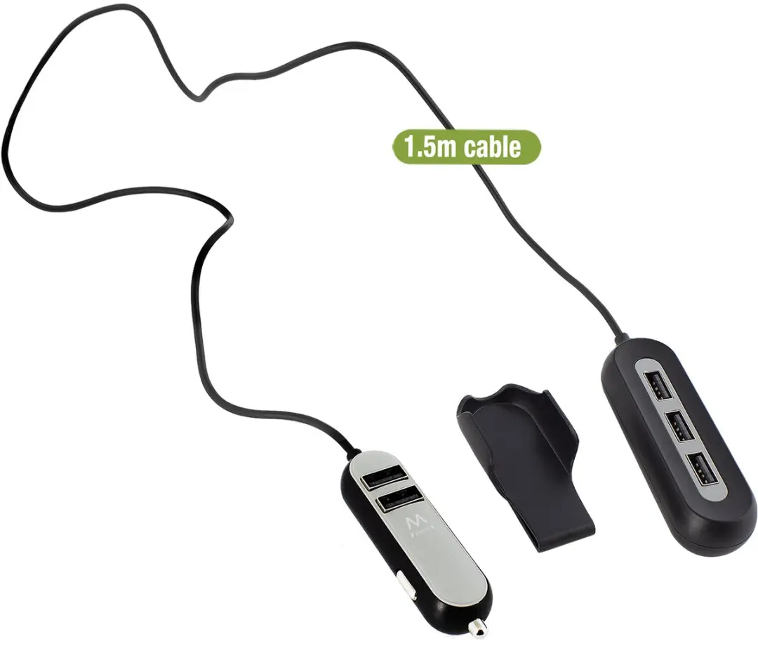 Ewent EW1355 5-Poorts USB-Autolader 10.8A - Zwart - afbeelding 3 van 6