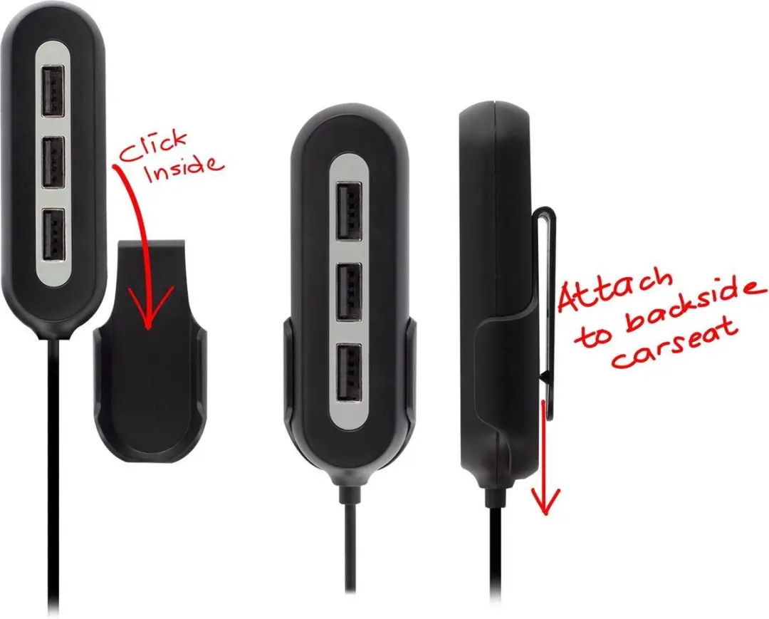 Ewent EW1355 5-Poorts USB-Autolader 10.8A - Zwart - afbeelding 4 van 6