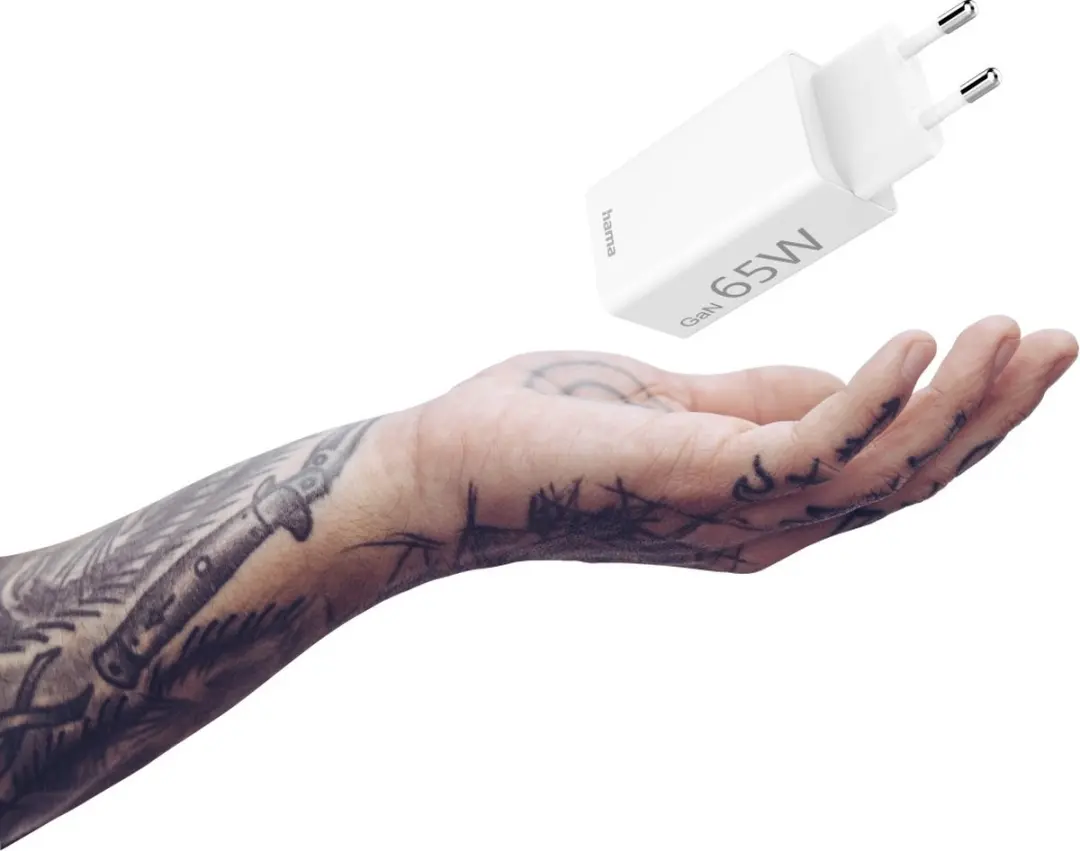 Hama 65W GaN Snellader - USB-C PD & USB-A QC - Wit