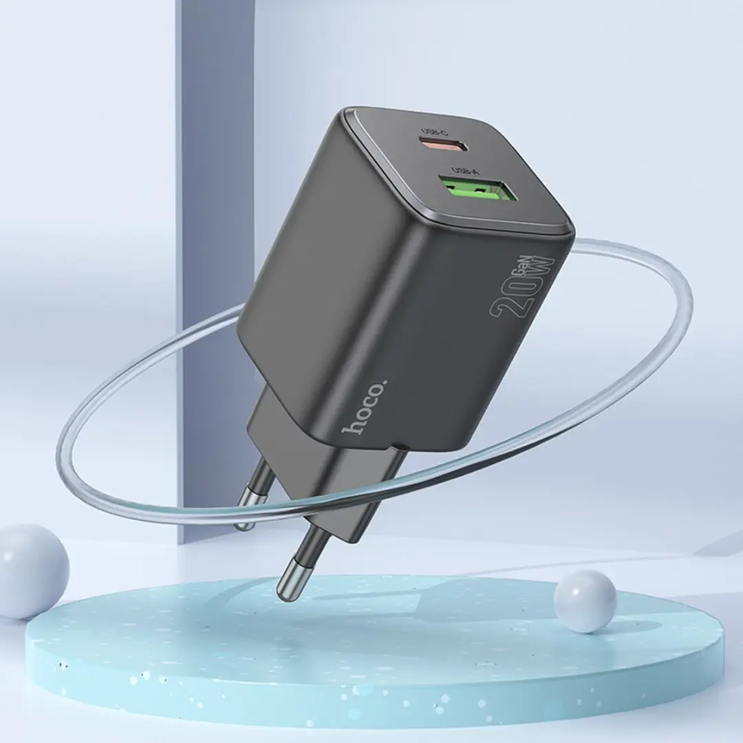 Hoco 20W USB-C Oplader - Zwart