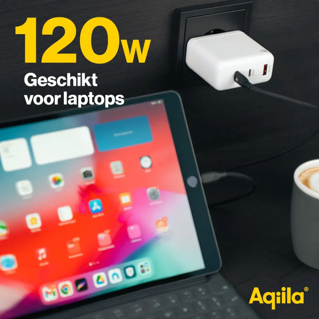 Aqiila Chargebird W4 USB-C Oplader 120W - 2x USB-C, 1x USB-A - Wit