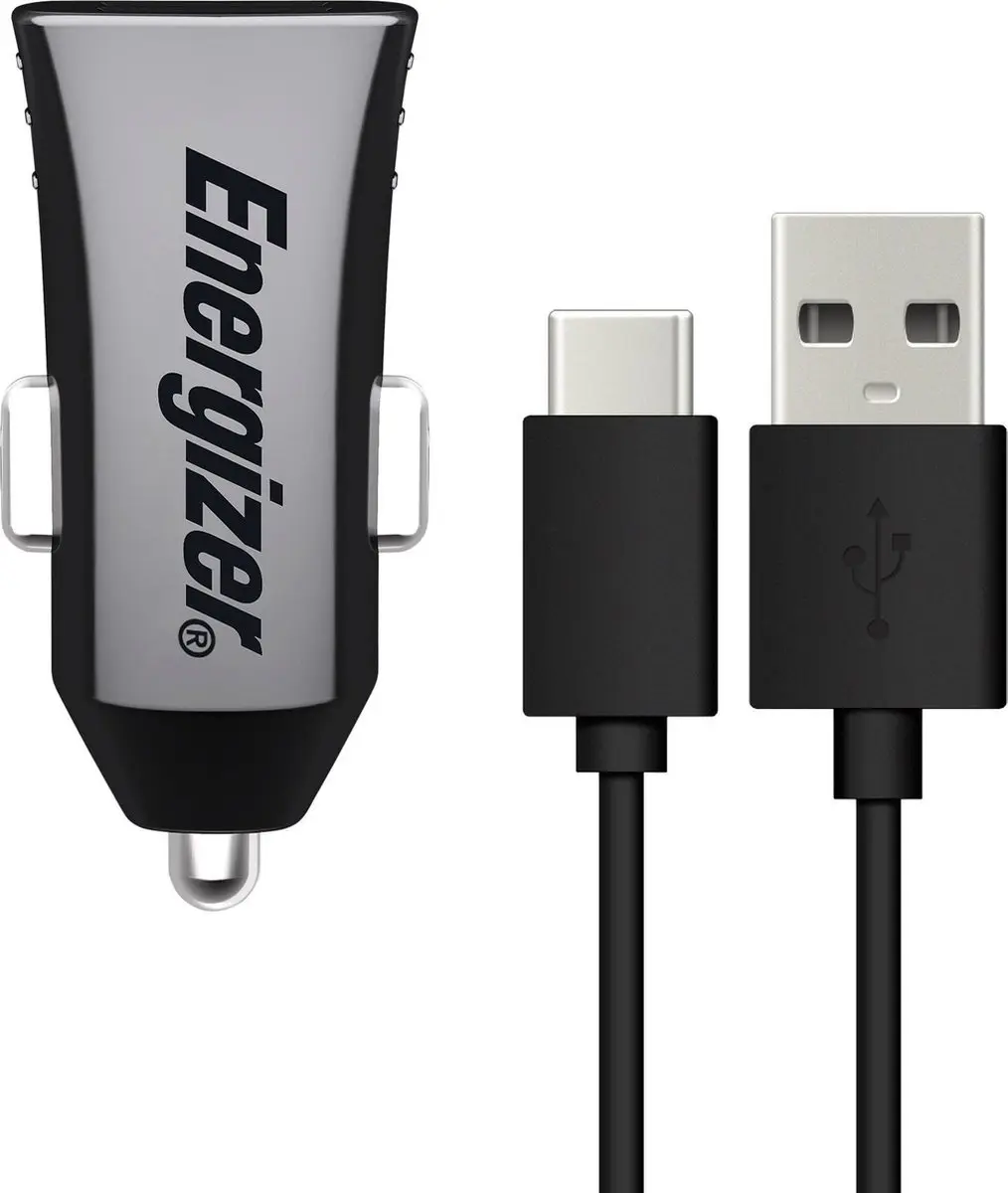 Energizer Autolader Dual Usb 12/24v 2,4a Met Usb-c Zwart