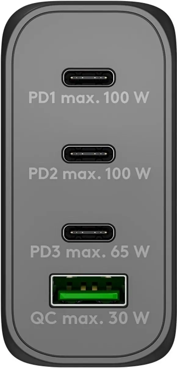 Goobay 65555 Thuislader 100W - 3x USB-C PD 1x USB-A QC - Zwart