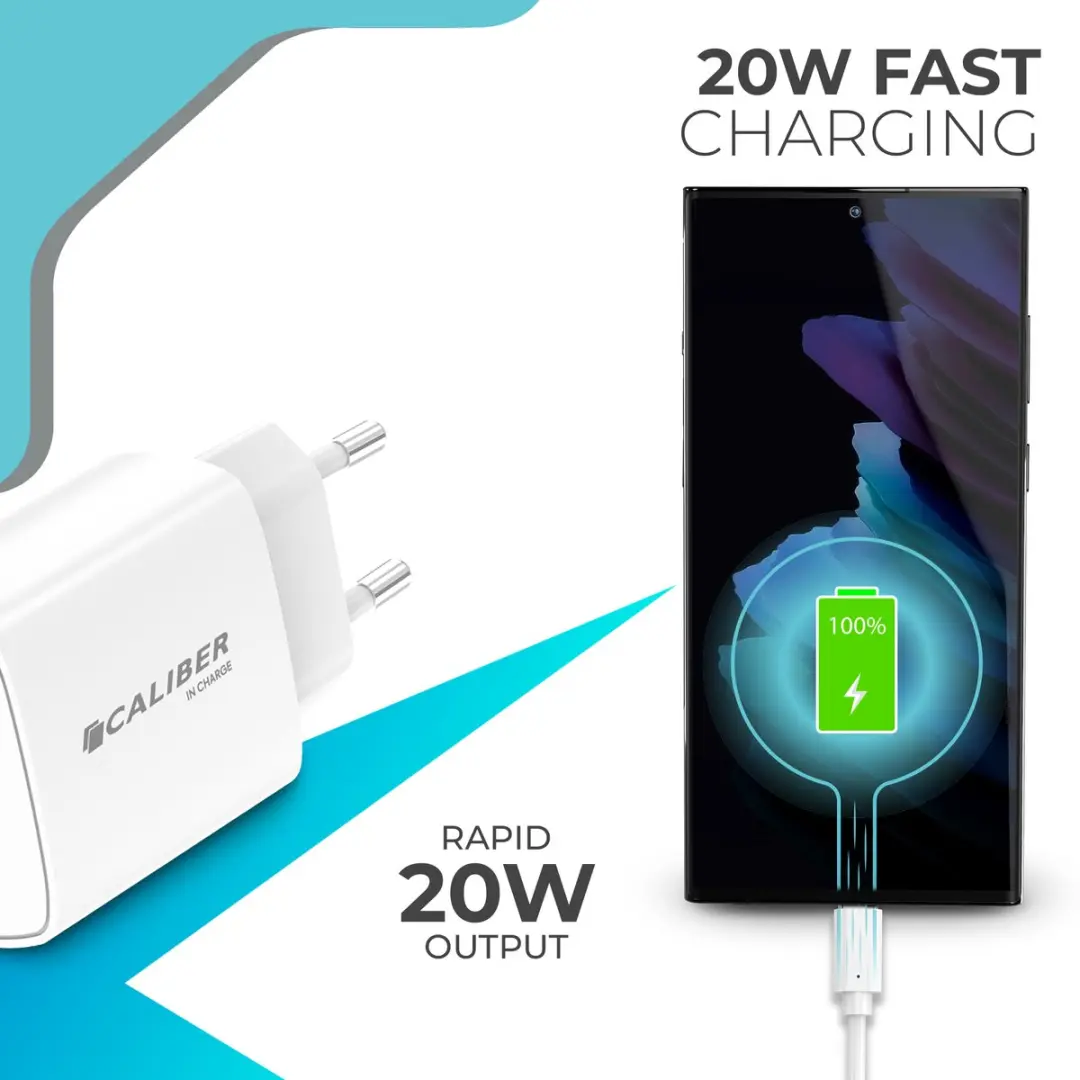 Caliber USB C Adapter PSPQ-20CCW 20W - 2 Poorten - Wit