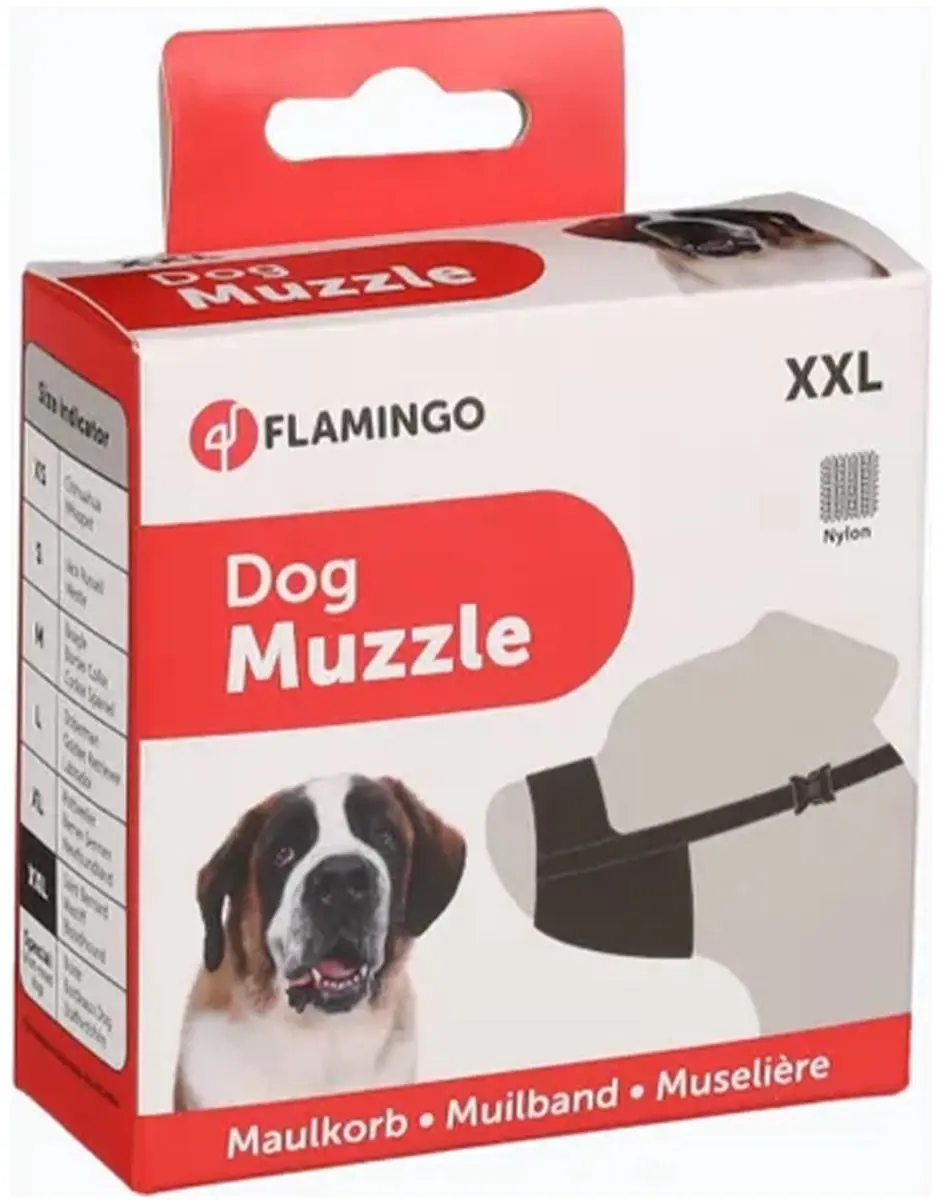 Flamingo Ned Muilband Honden XL - Zwart - afbeelding 6 van 6