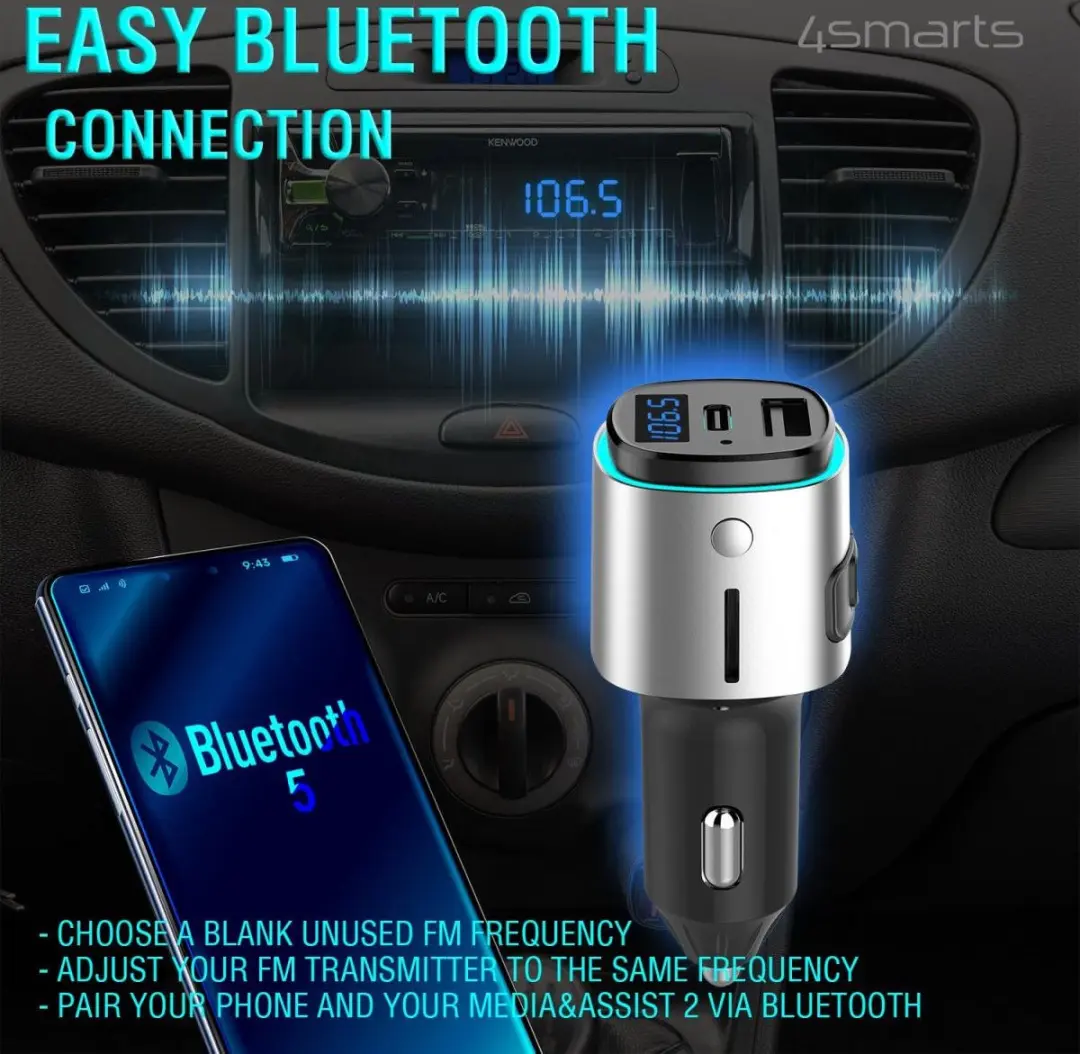 4Smarts 500137 Bluetooth FM Muziekzender - 18W - Zwart