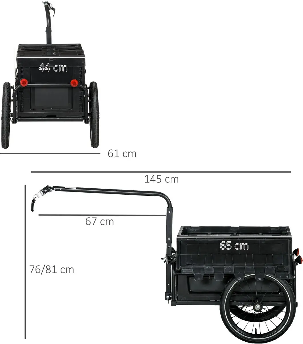 Homcom Fietsvrachtwagen - 145x61x81cm - Zwart - afbeelding 6 van 6