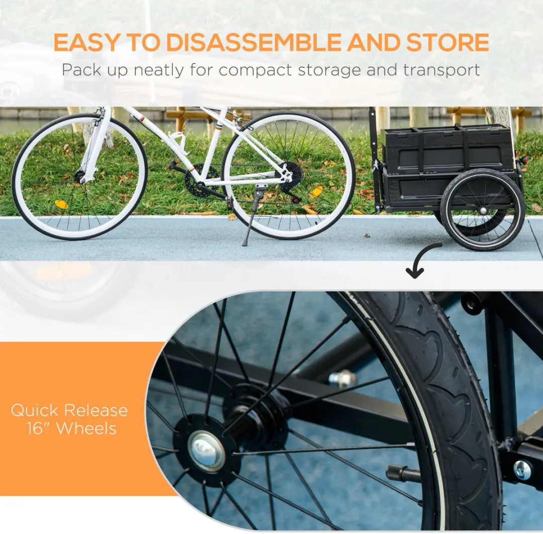 Homcom Fietsvrachtwagen - 145x61x81cm - Zwart