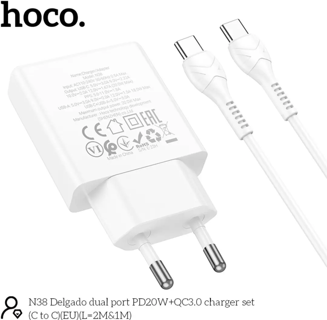 Hoco Oplader N38 20W USB C - Wit