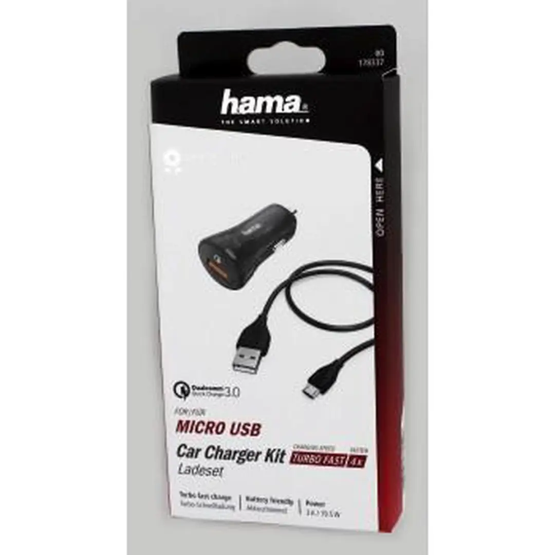 Hama Auto-opladerset Micro USB 3A 00178337 - Zwart