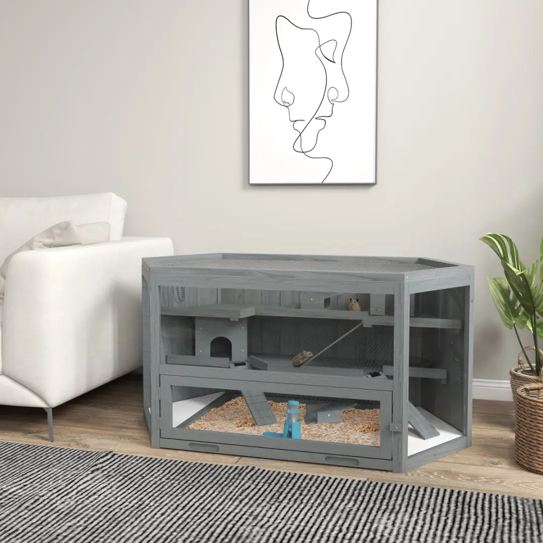 Pawhut 3-etages Hamsterkooi 115x60x55cm - Grau