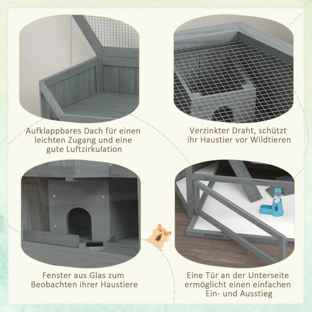 Pawhut 3-etages Hamsterkooi 115x60x55cm - Grau