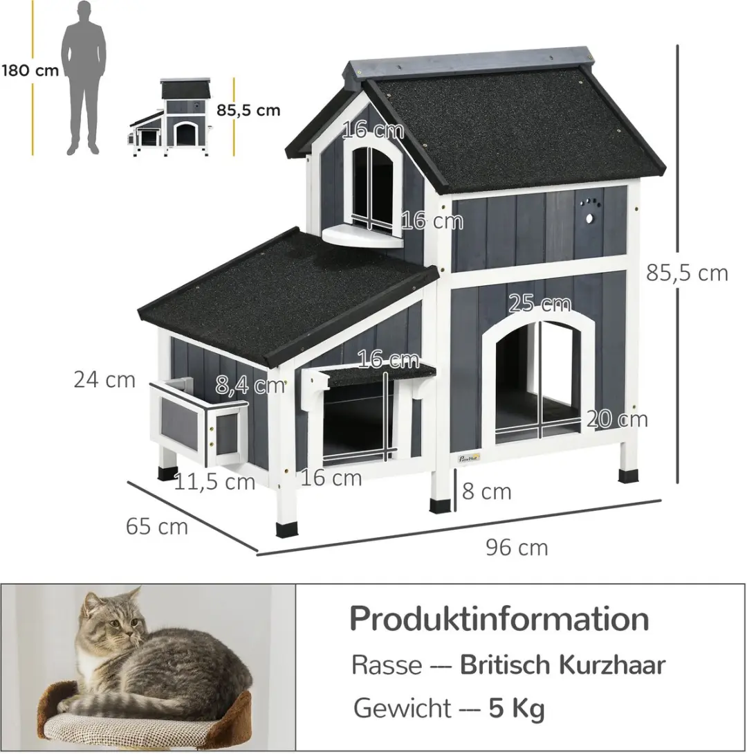 Pawhut Kattenhuis met Bloembak - Geel