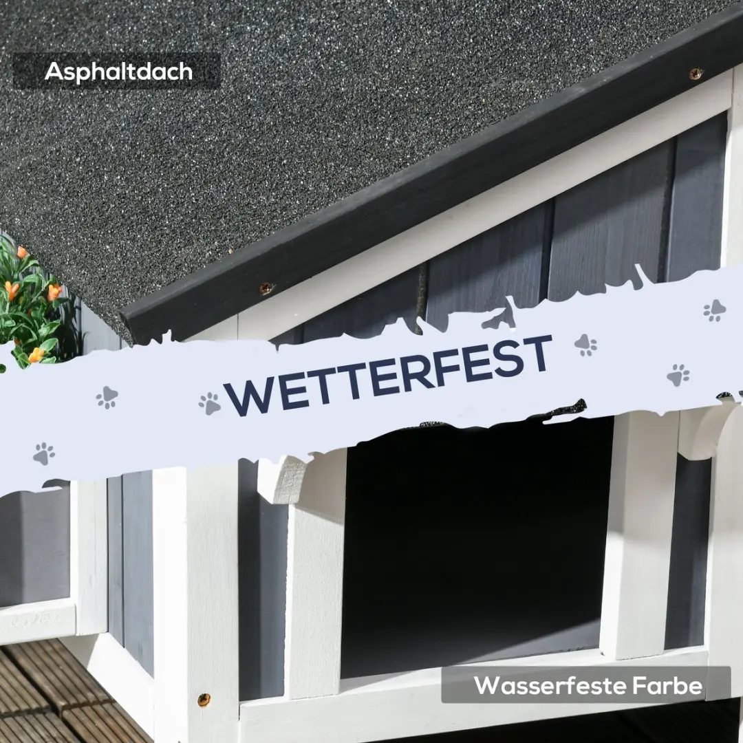 Pawhut Kattenhuis met Bloembak - Geel