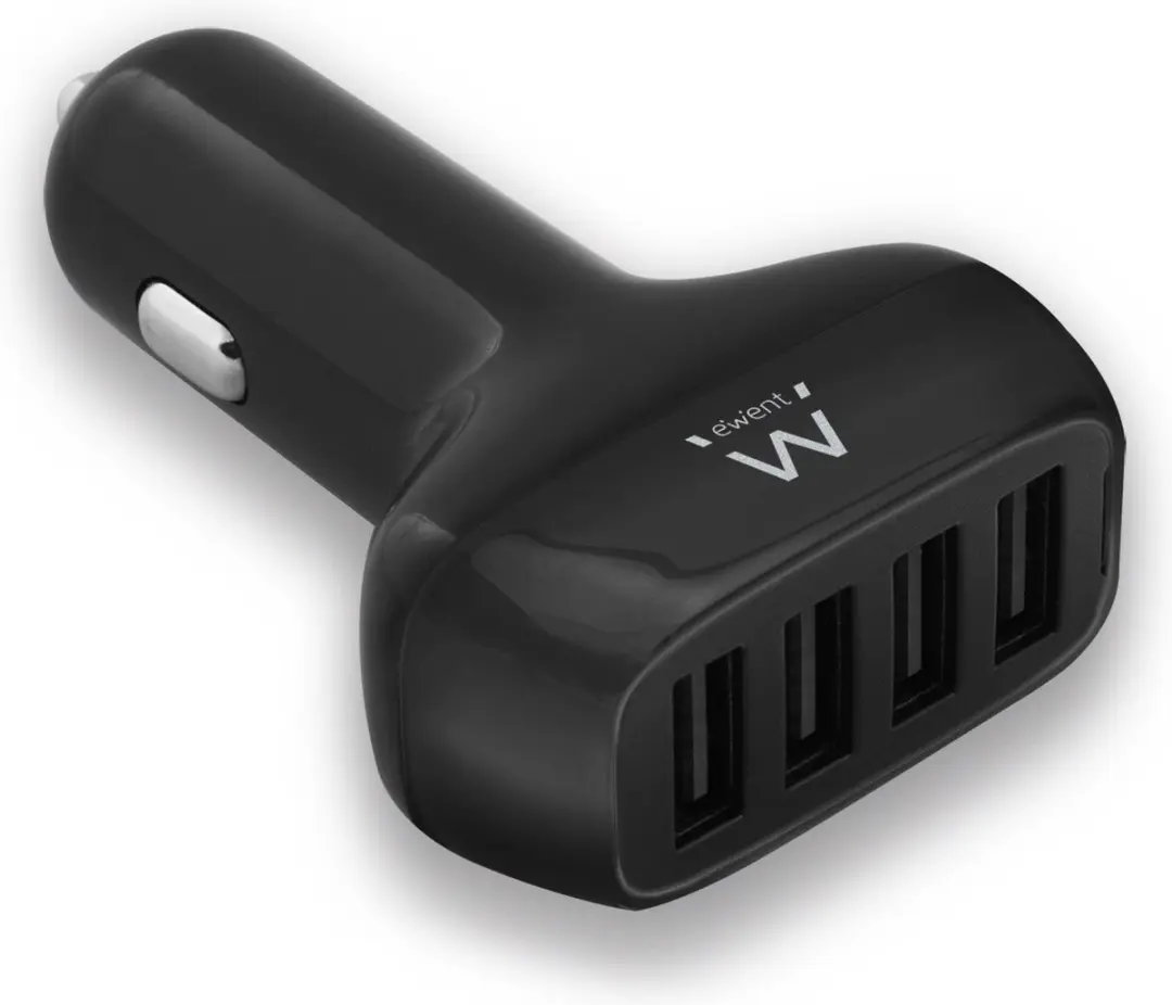 Ewent EW1354 4-Poorts USB Autolader 50W - Zwart - afbeelding 3 van 6