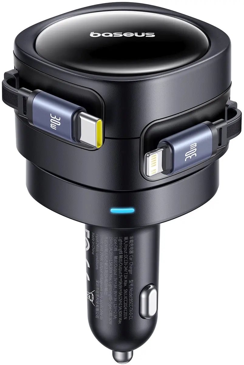 Baseus Autolader USB-C Lightning 60W - Transparent