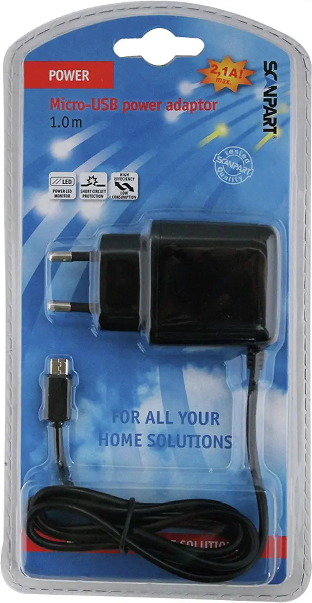 Scanpart Micro USB Oplader 1m 10.5W