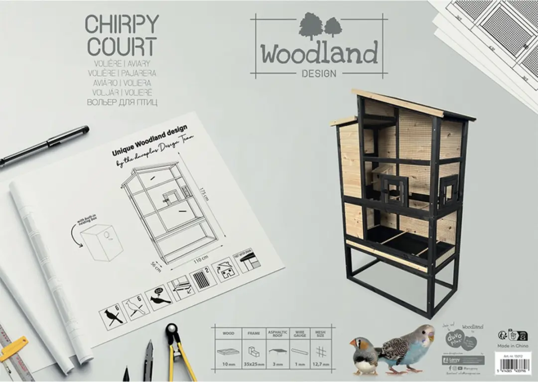 Duvo Woodland Design Volière - Staand - Houtkleurig