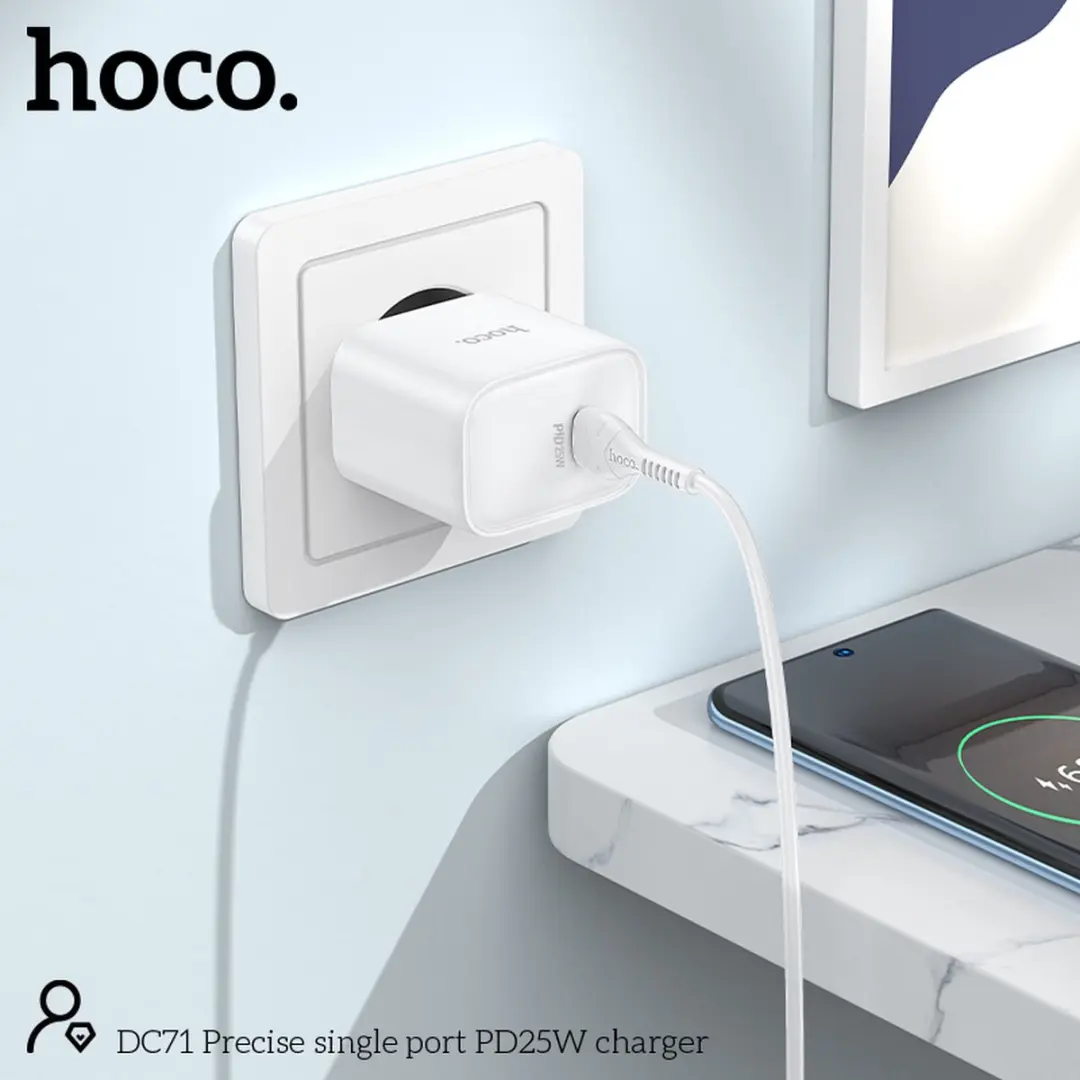 Hoco 25W USB-C Oplader & Kabel Blauw - 2m - 25W
