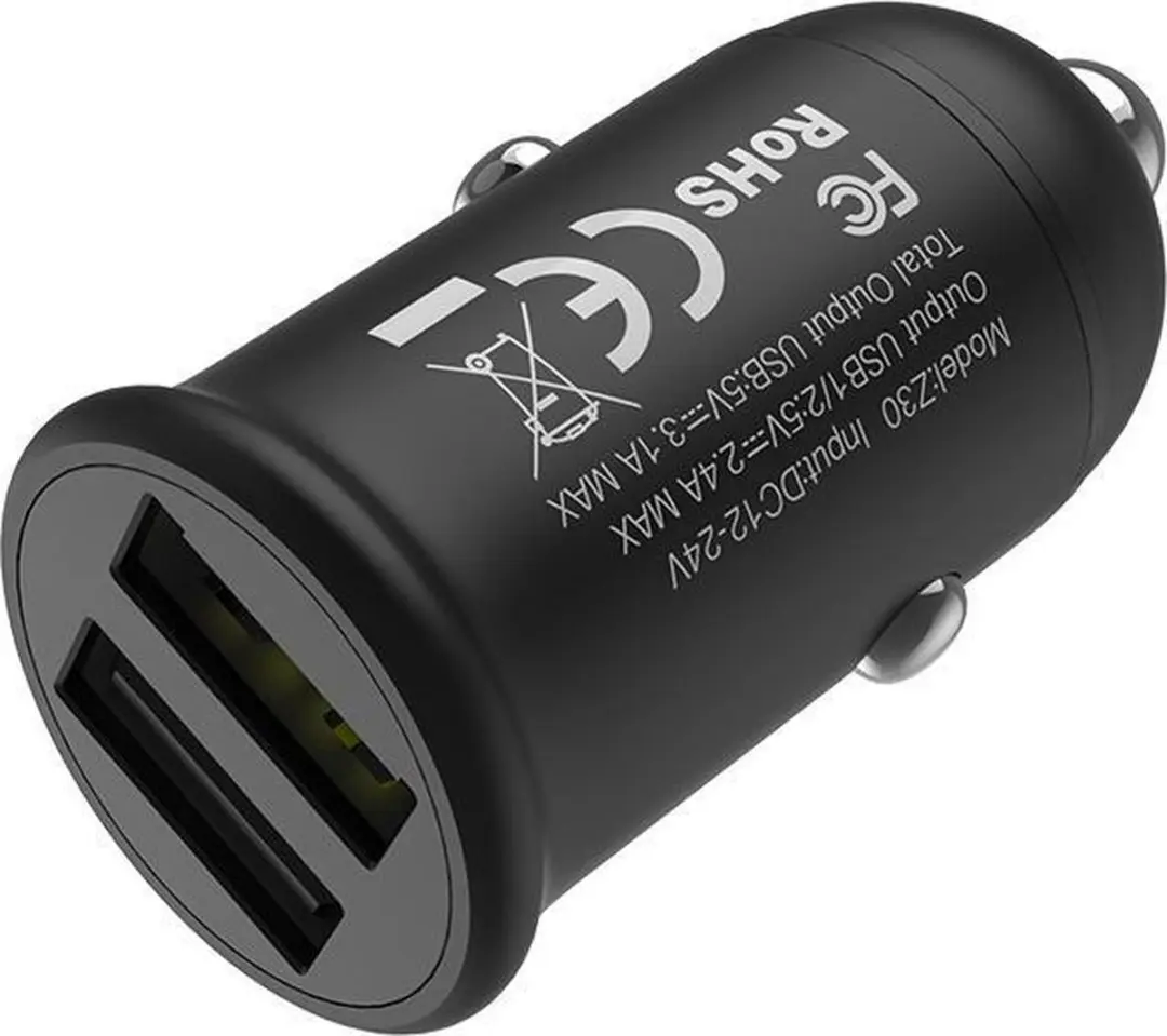 Hoco Z30 Auto Lader - 2 USB Poorten - 10W - Zwart