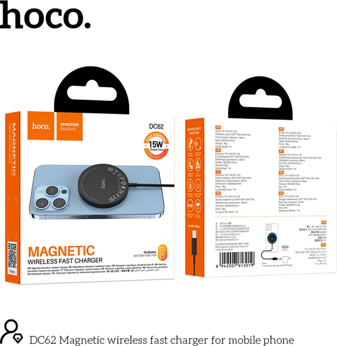 Hoco Magnetische Draadloze Lader 15W - MagSafe - Wit