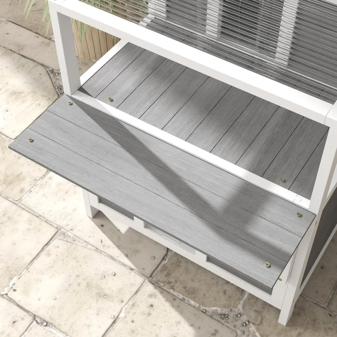 Pawhut Kattenhuis Tannenhout Balkon 64x87x76cm - Hellgrau