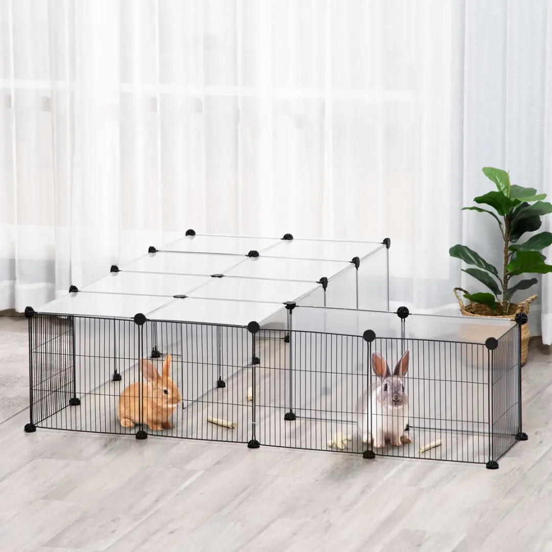 Pawhut Kooi voor Kleine Dieren 140x70x70cm - PP-hars - Zwart - afbeelding 2 van 6