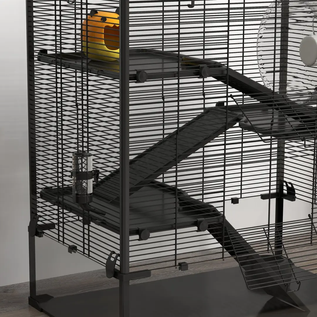 Pawhut Hamsterkooi 78,5x48,5x80cm - Zwart