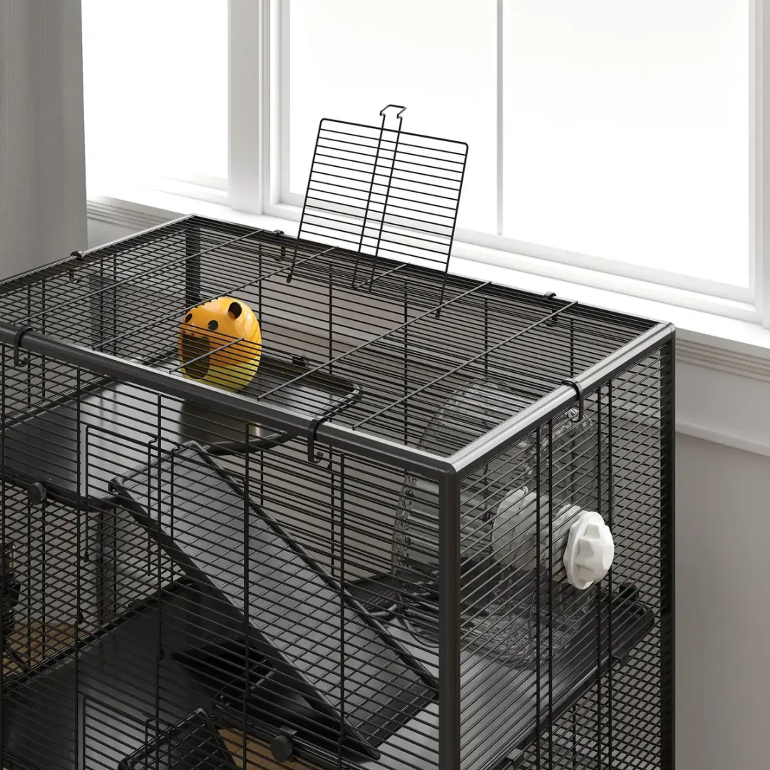 Pawhut Hamsterkooi 78,5x48,5x80cm - Zwart