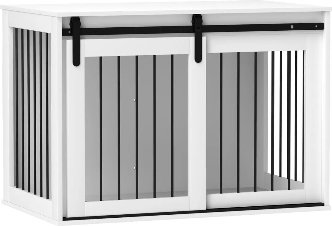 Pawhut Hondenkooi Meubel 98x58x61cm Wit