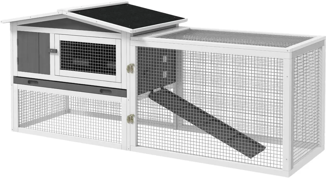Pawhut Konijnenhok 2 Niveaus 156x58x68cm