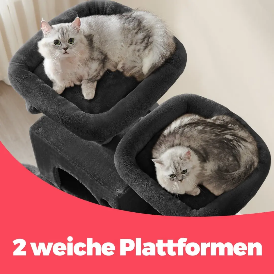 Songmics Krabpaal 206cm - 13 Krabpalen - 3 Ligplekken - Zwart