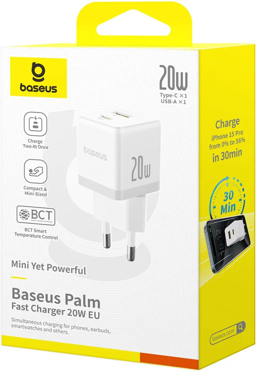 Baseus 20W USB-C Wandlader - Transparent