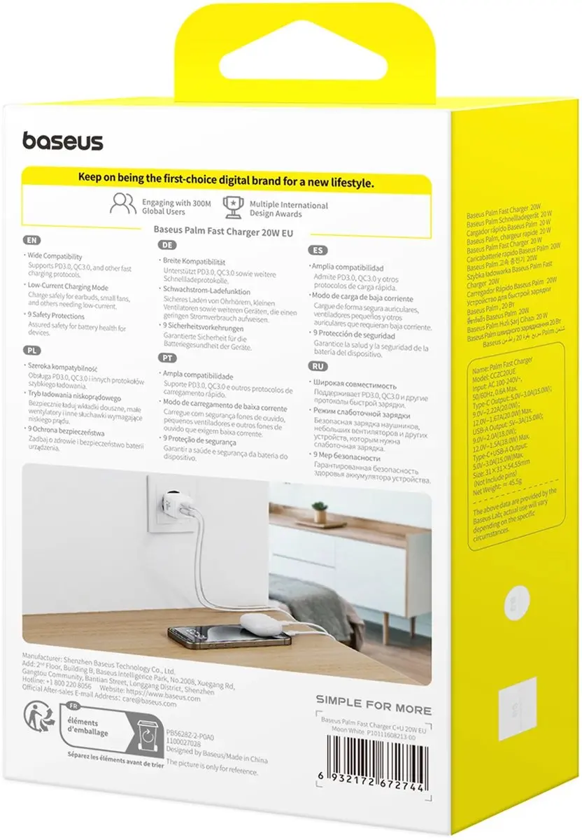 Baseus 20W USB-C Wandlader - Transparent - afbeelding 6 van 6