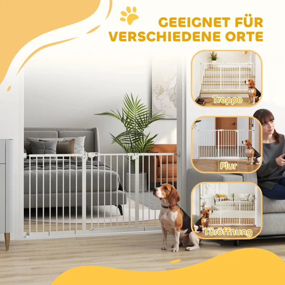 Pawhut Hondenhek Uitbreidbaar Klemmontage - Wit