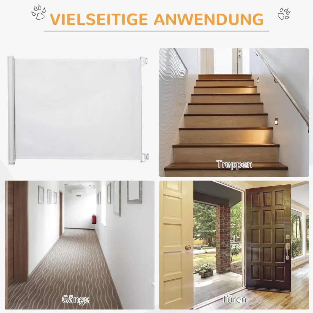 Pawhut Hondenhek met Automatische Oprolfunctie - Wit