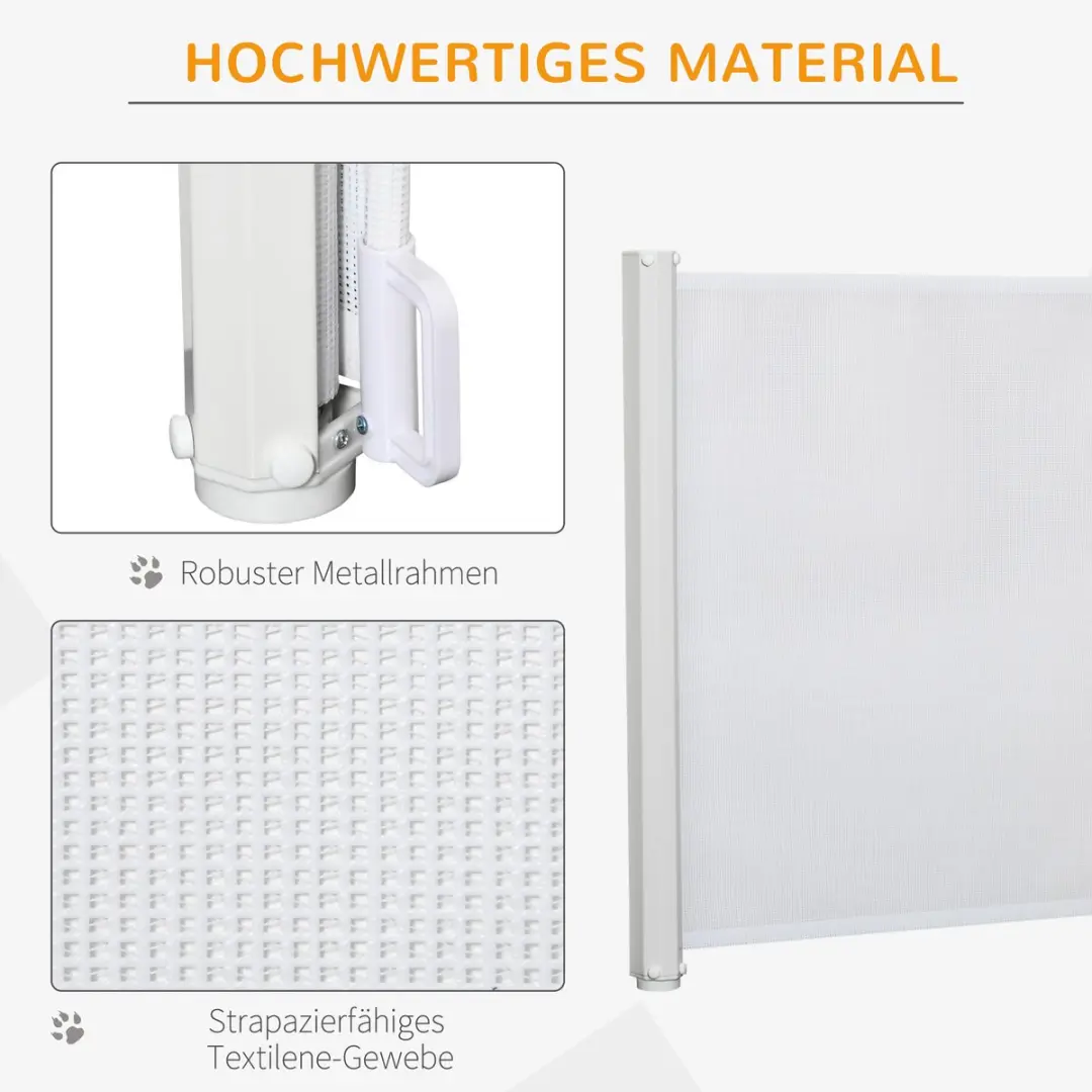 Pawhut Hondenhek met Automatische Oprolfunctie - Wit