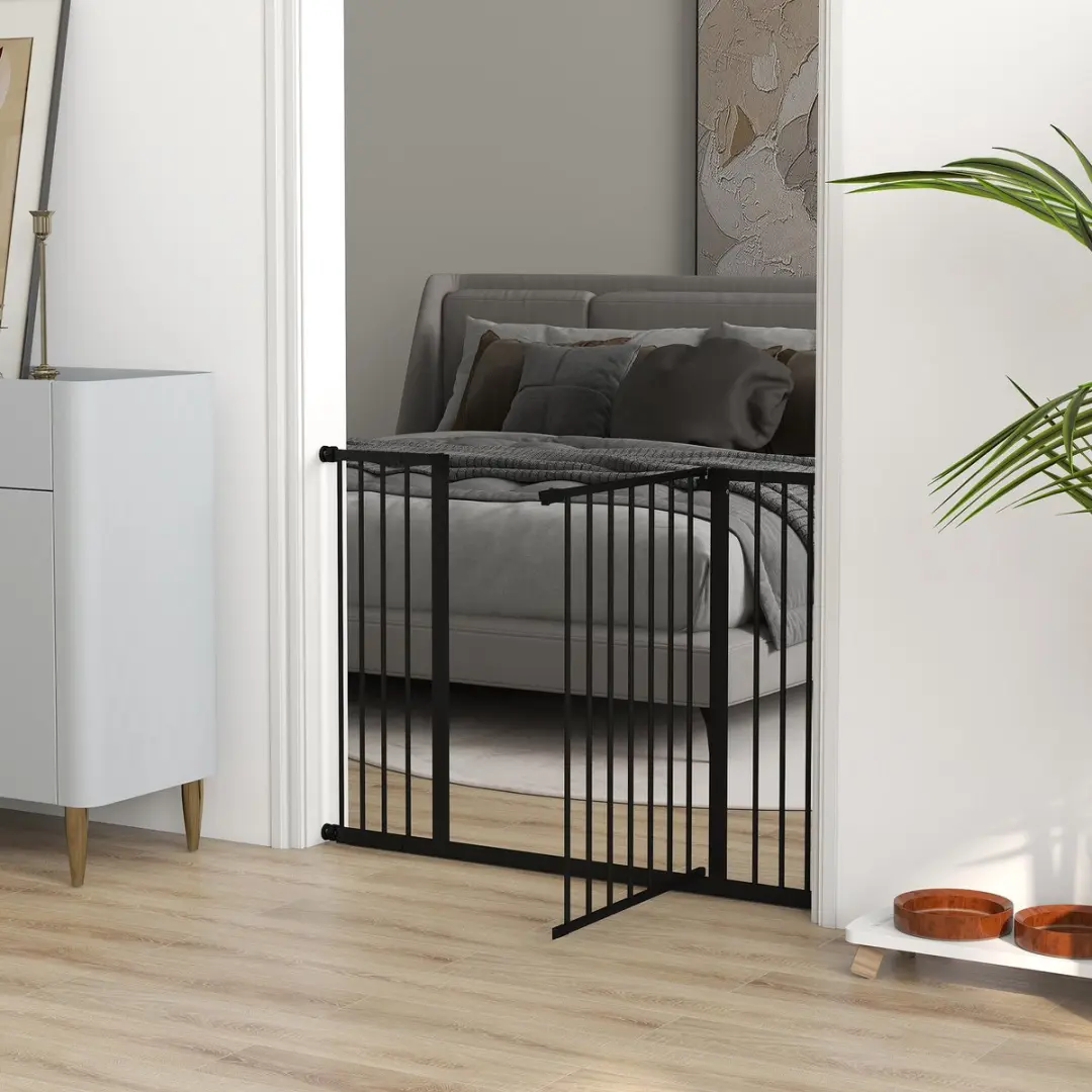 Pawhut Hondenhek Klembevestiging Metaal 76-107 x 76cm - Zwart