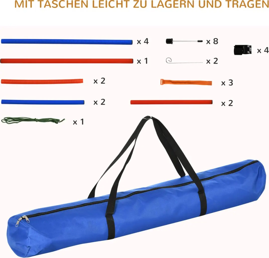Pawhut Hunde-Agility-Set 3-in-1 - Slalom, Hürden & Sprungring - Blau/Rood - afbeelding 6 van 6